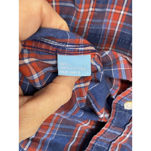 J. McLaughlin Blue‎ Red Cotton Plaid Button Up Shirt Casual Long Sleeve MEDIUM - Picture 5 of 5